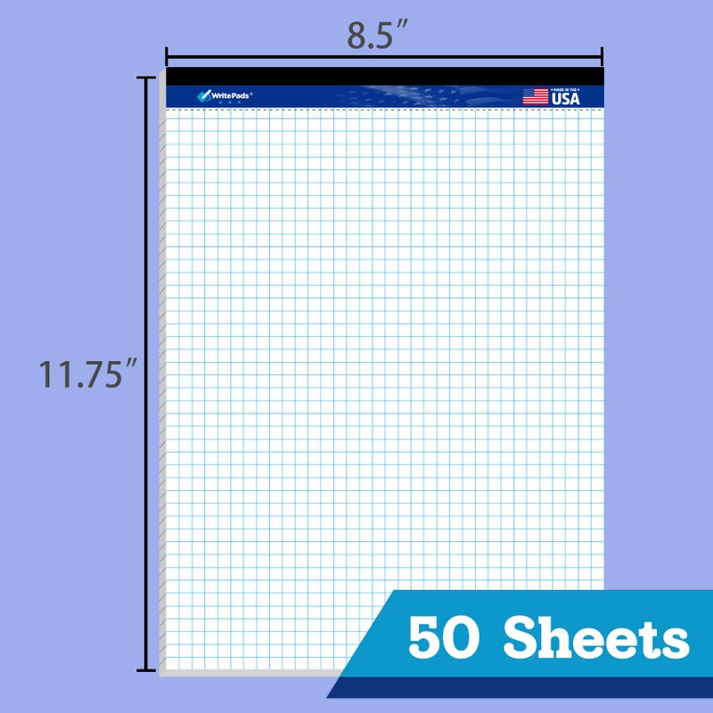 WritePads Legal note pads Legal Pad Quad Ruled Note Pads, Graph Ruled 8.5x11 inch Legal Pad, Quad (4x4) Paper Writing Pads, White 12 pads, BL-MWT50Q-12, Made In The USA. - Image 2