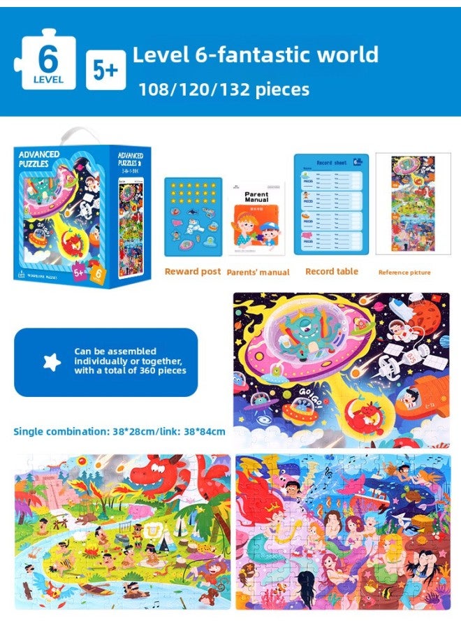 Advanced Jigsaw Puzzle Children's Early Education And Intelligence Development Toys For Primary School Students Dinosaur Traffic Animal Jigsaw Puzzle Manufacturers Wholesale-Color:【Order 6】 Fantasy World - Image 1