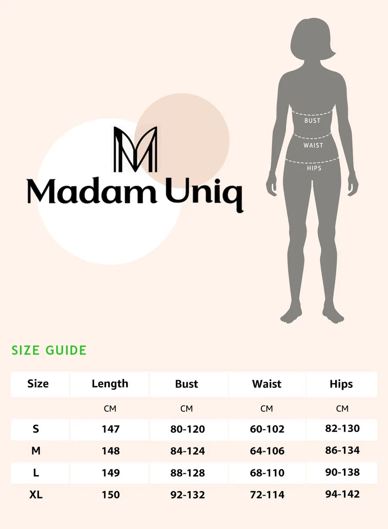 Madam Uniq French Vintage Elegant Solid Color Long Dress with Round Neck and Long Sleeves, Waist-Defining Design for Women