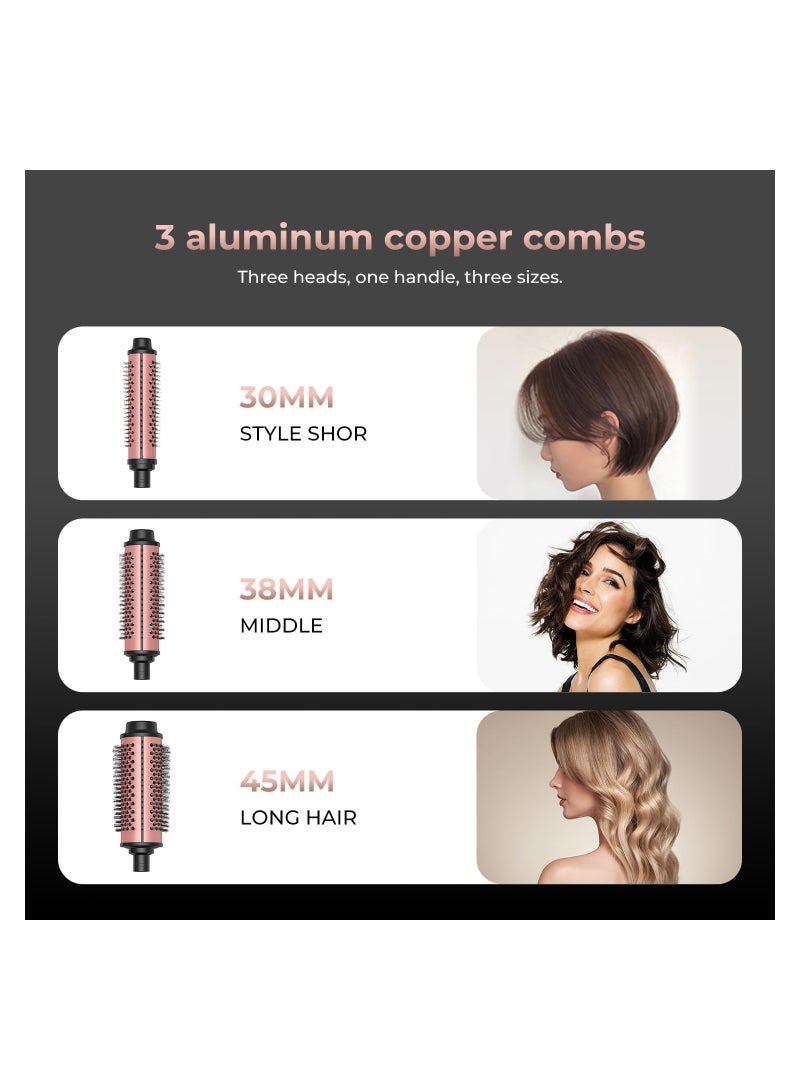 SYOSI 3 in 1 Thermal Brush, Curling Brush Curling Iron with Ceramic Tourmaline & PTC Heater, 5 Temps LCD Display Heated Round Brush, 1.25/1.5/1.75 Inch Detachable Thermal Round Brush Hair Styling Tools Set - Image 3