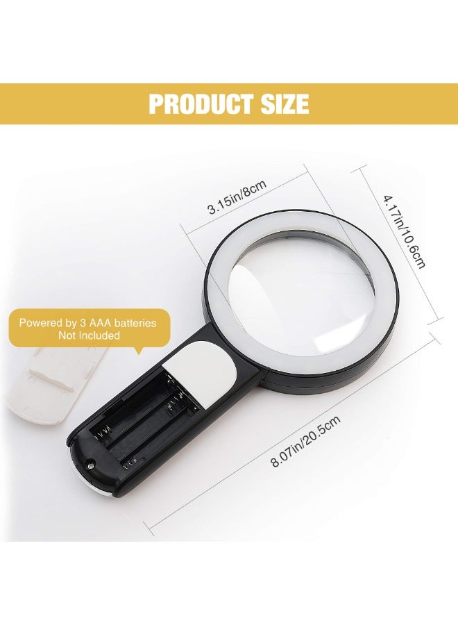 JMH Magnifying Glass with Light, 30X Handheld Large 18LED Cold and Warm Light with 3 Modes, Illuminated Magnifier for Seniors Reading, Inspection, Coins, Jewelry, Exploring - Image 3