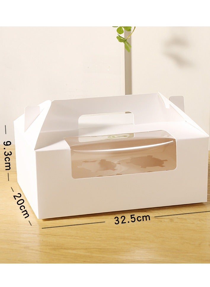 6 cavity Portable Cupcake Box 20-Pack with Window Handle Portable Bakery Containers for Muffins Cakes Ideal for Parties Weddings and Birthdays White  - Image 1