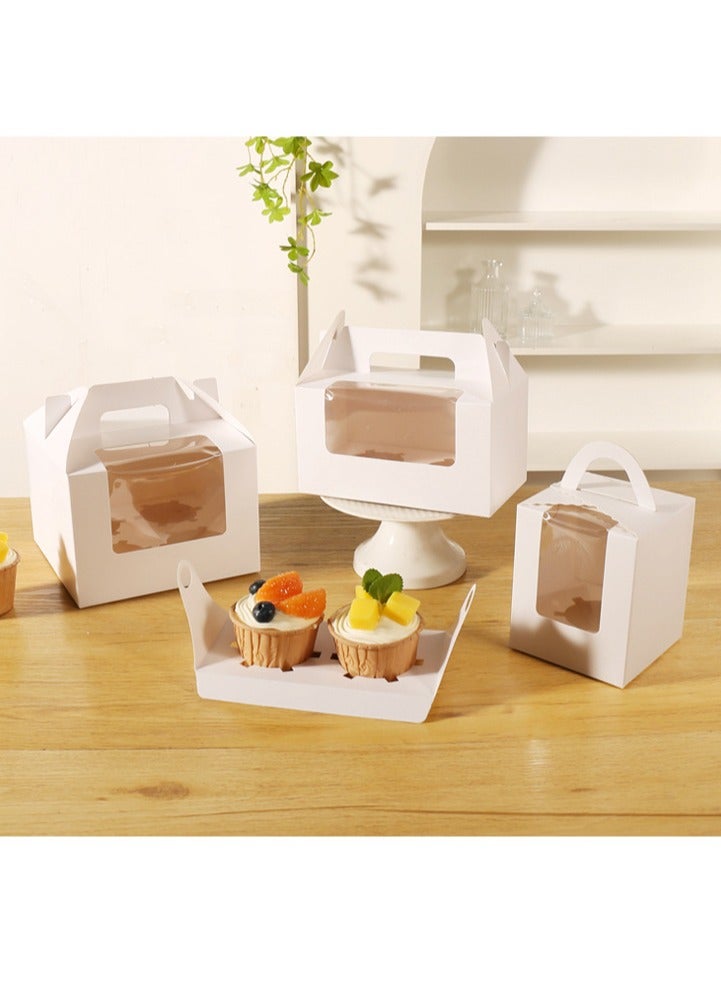 6 cavity Portable Cupcake Box 20-Pack with Window Handle Portable Bakery Containers for Muffins Cakes Ideal for Parties Weddings and Birthdays White  - Image 2