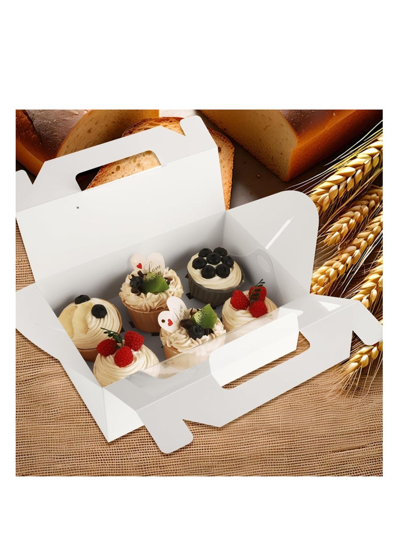 ”Y Friday“6-cavity Portable Cupcake Box 20-Pieces with Window Handle Portable Bakery Containers for Muffins Cakes Ideal for Parties Weddings and Birthdays White - Image 1