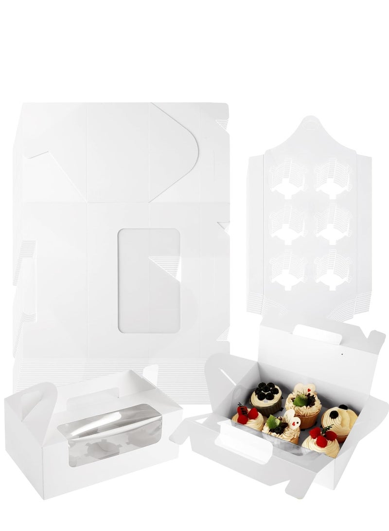”Y Friday“6-cavity Portable Cupcake Box 20-Pieces with Window Handle Portable Bakery Containers for Muffins Cakes Ideal for Parties Weddings and Birthdays White - Image 3