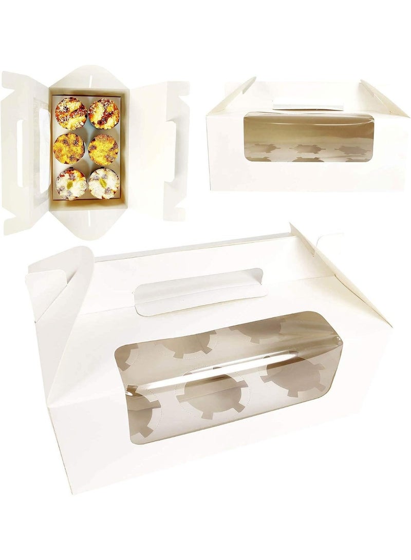 ”Y Friday“6-cavity Portable Cupcake Box 20-Pieces with Window Handle Portable Bakery Containers for Muffins Cakes Ideal for Parties Weddings and Birthdays White - Image 5
