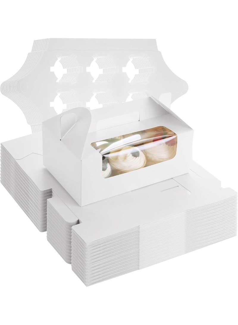 ”Y Friday“6-cavity Portable Cupcake Box 20-Pieces with Window Handle Portable Bakery Containers for Muffins Cakes Ideal for Parties Weddings and Birthdays White - Image 4
