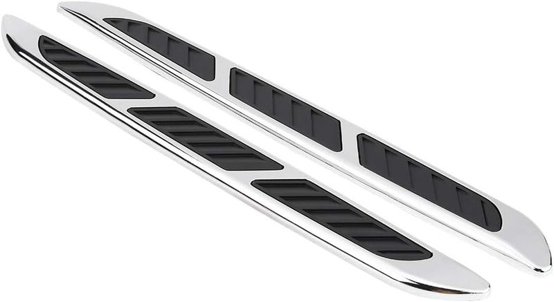 2pcs Car Hood Side Air Vent Cover Intake Grille Decorative Trim Sticker ABS Chrome Plated Universal Fit with Strong Adhesive Tape for Car Exterior Decoration - Image 1