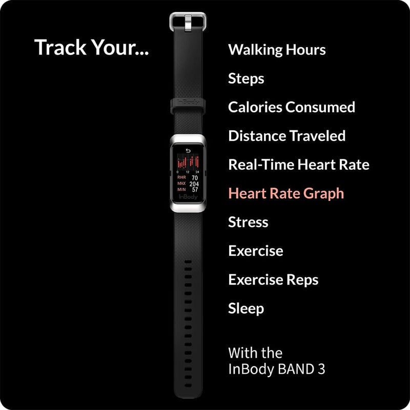 InBody ساعة تتبع اللياقة البدنية InBody Band 3، جهاز قياس نسبة الدهون في الجسم، متتبع النشاط مع مراقب معدل ضربات القلب، ساعة ذكية - متتبع اللياقة البدنية بشاشة ملونة (كحلي) - Image 5