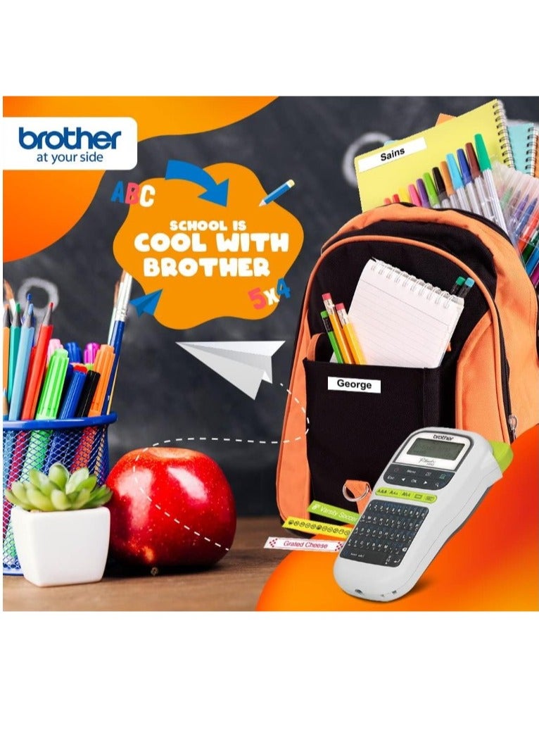 Brother printer P-Touch, PTH110, Easy Portable Label Maker, Lightweight, Qwerty Keyboard, One-Touch Keys, White - Image 1