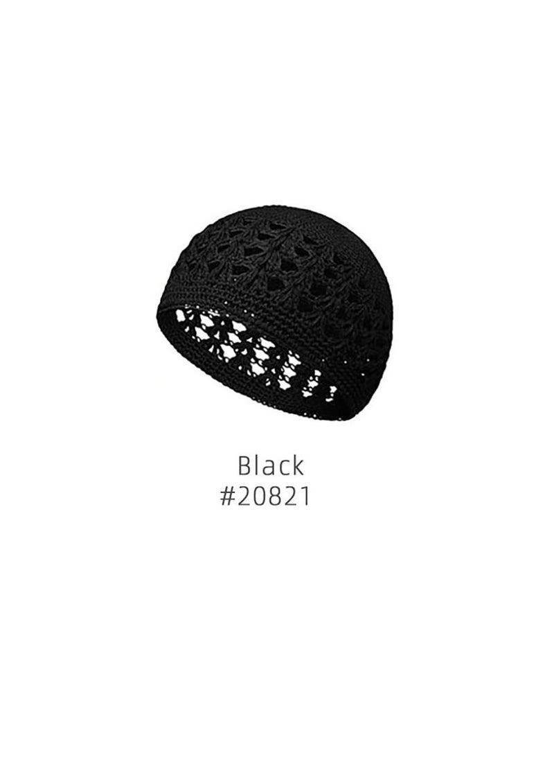Generic - Handmade Crochet Wheat Hat Breathable Hair Wig Cap Black 20821 - Image 1