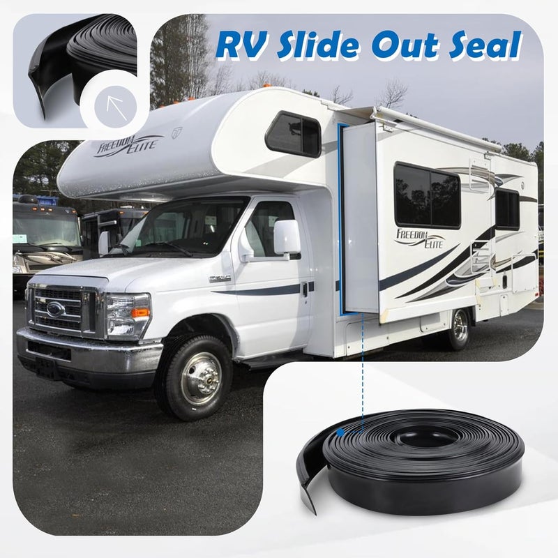SoCiMa Black Rubber R854056 for RV 1-1/2" Slide-Out Wiper Seal (Clip-On) - 25 Feet - Image 2
