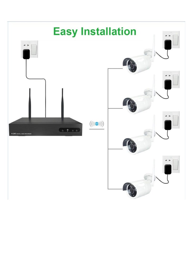 كاميرا مراقبة فيديو رصاصية واي فاي Aottom 8CH كاميرات مراقبة واي فاي - مجموعة NVR 8ch + 4 قطع كاميرا 720P، رؤية ليلية، حركة... - Image 2