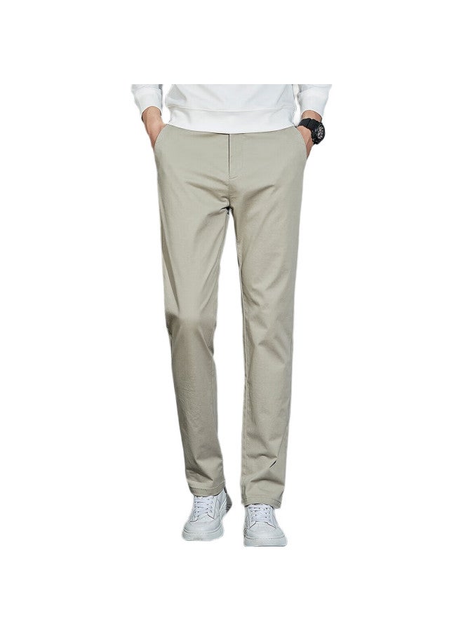 ROMON Men'S Casual Pants Autumn Wrinkle-Free Loose Straight-Leg Business Trend Professional Men'S Trousers Lm608 Khaki 32 - Image 3