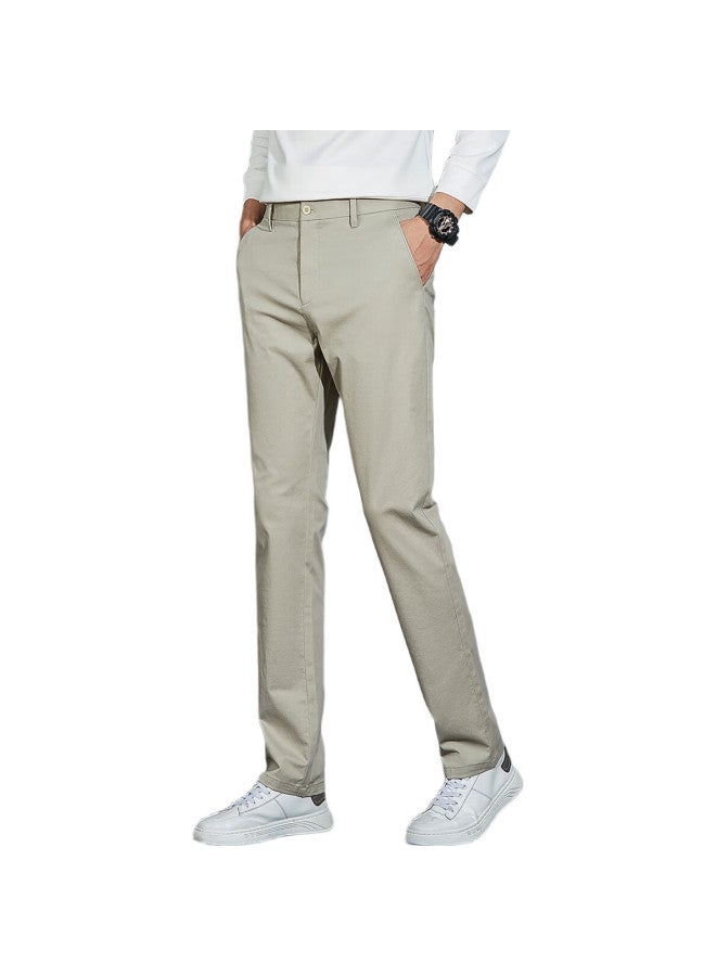 ROMON Men'S Casual Pants Autumn Wrinkle-Free Loose Straight-Leg Business Trend Professional Men'S Trousers Lm608 Khaki 32 - Image 2