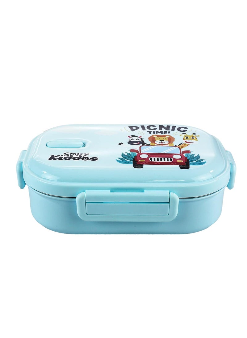 SMILY KIDDOS Smily Kiddos Kids Stainless Steel Insulated Lunch Box Jungle Picnic Theme - Light Blue |Age Above 3 Years| 100% BPA Free and Food Grade  - Image 5