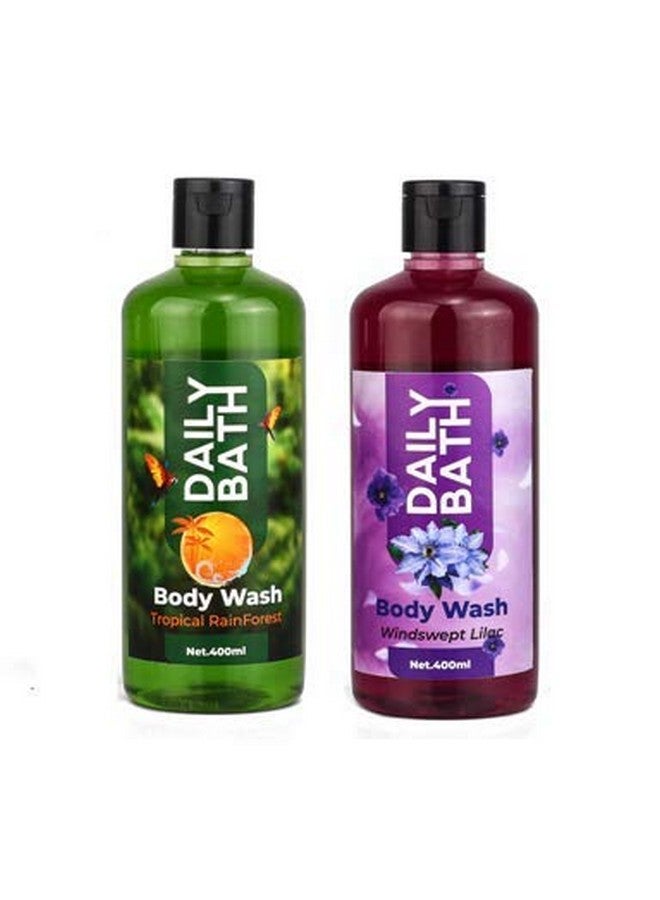 Jeehukm All Skin Types Daily Bath Body Wash Tropical Rain Forest & Windswept Lilac Pack Of 2 (400 ML EACH) BATH LOAF FREE - Image 1