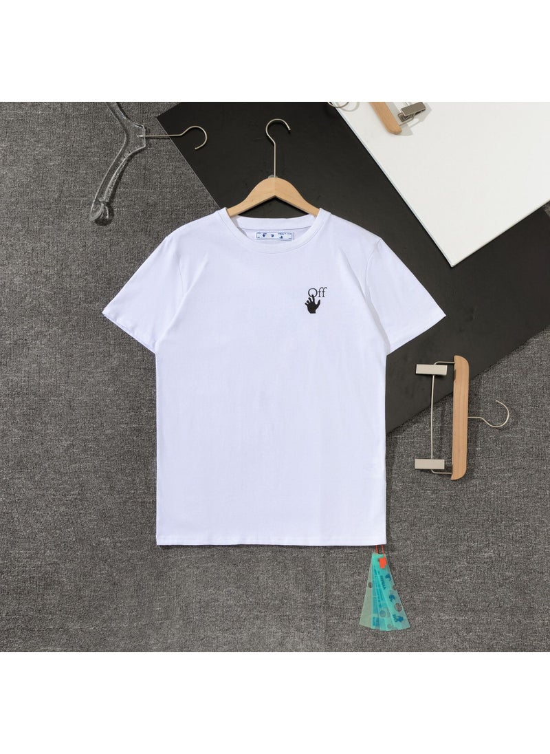 Generic - 2022 Spring Summer New Ow Back Pink Gradient Arrow Pattern Short Sleeves Men Womens Same Style Wholesale Customizable Shipping Black - Image 1