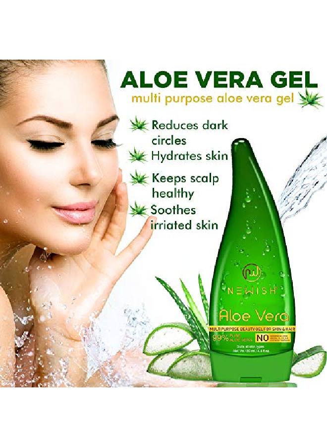 Newish Pure Aloe Vera Gel For Face Glow Hair Growth & Skin Moisturizer For Women & Men 130 ml - Image 3