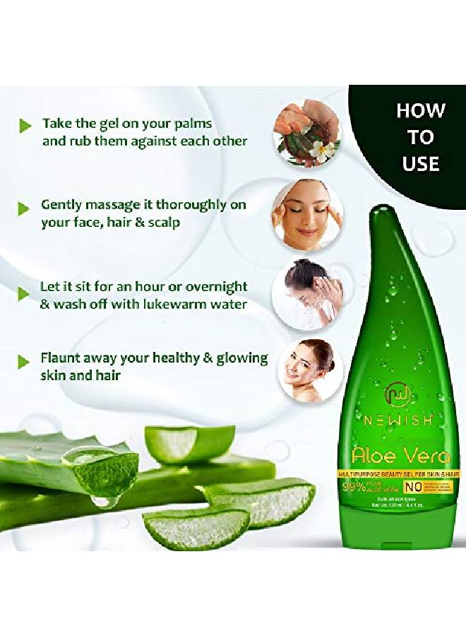 Newish Pure Aloe Vera Gel For Face Glow Hair Growth & Skin Moisturizer For Women & Men 130 ml - Image 5