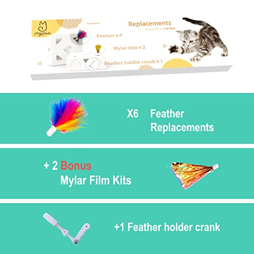 Migipaws Upgrade Rainbow Feather Replacement for Automatic MigiBox Cat Toy, 6pcs Rainbow Feather + 2pcs Free Mylar Refills - Image 2