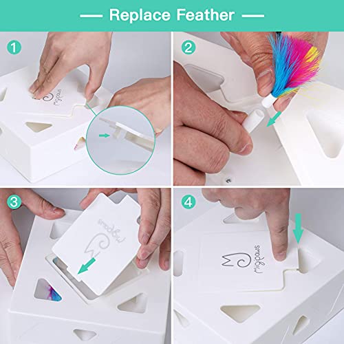 Migipaws Upgrade Rainbow Feather Replacement for Automatic MigiBox Cat Toy, 6pcs Rainbow Feather + 2pcs Free Mylar Refills - Image 3