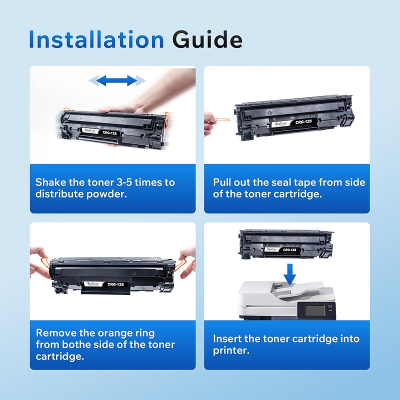 Valuetoner خرطوشة حبر متوافقة من بديلة لـ Canon 128 CRG-128 3500B001AA ImageCLASS D530 D550 MF4570dw MF4770n MF4880dw MF4890dw MF4450 MF4420n FaxPhone L190 L100 (أسود، 4 عبوات) - Image 3