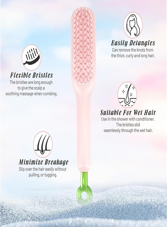 QUEBERS Self-Cleaning Anti-Static Massage Comb, One-pull Clean Massage Comb, Easy Self Cleaning Hair Brush for Women, Scalable Rotate Lifting Self Cleaning Hairbrush Hair Styling Tools (Multicolor) (medium, 1, count) - Image 4