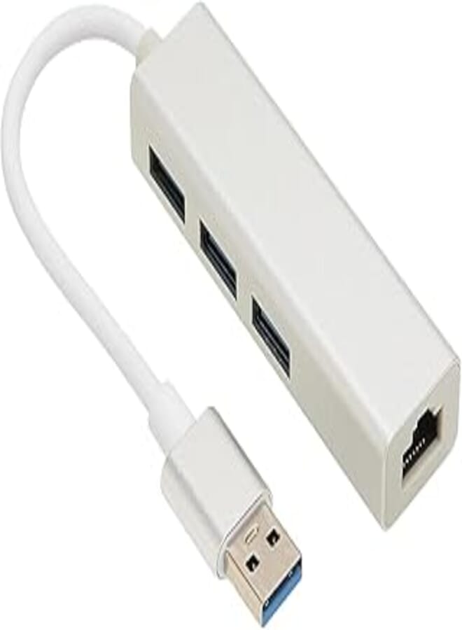 USB3.0 to Ethernet Adapter, 3 USB3.0 Ports USB Ethernet Adapter Support 10M 100M 1000M for Game 