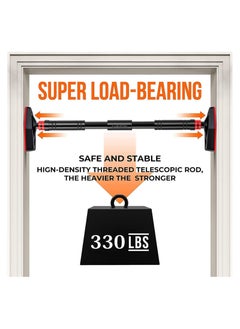 GGEROU Doorway Pull Up Bar with Indoor Swing Trapeze Bar and Cartoon Gymnastic Rings for Kids Adults,39in-59in with Red Swing  - Image 3