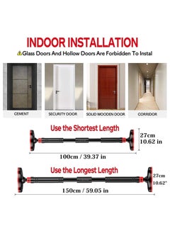 GGEROU Doorway Pull Up Bar with Indoor Swing Trapeze Bar and Cartoon Gymnastic Rings for Kids Adults,39in-59in with Red Swing  - Image 4