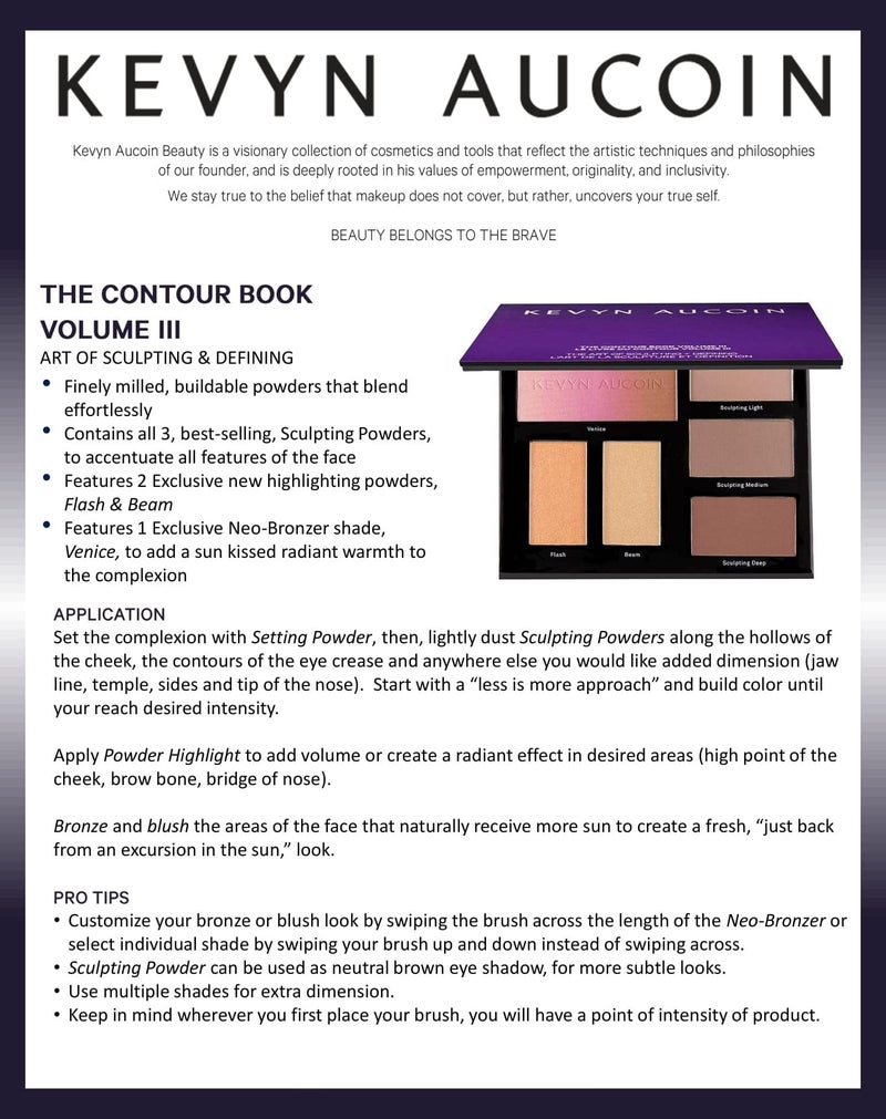 Kevyn Aucoin The Contour Book, The Art of Sculpting & Defining Volume 3: Makeup artist palette. Defines facial features. Eyes, cheekbone, nose & jawline. Highlighters to glow. All skin tones & shapes. - Image 4