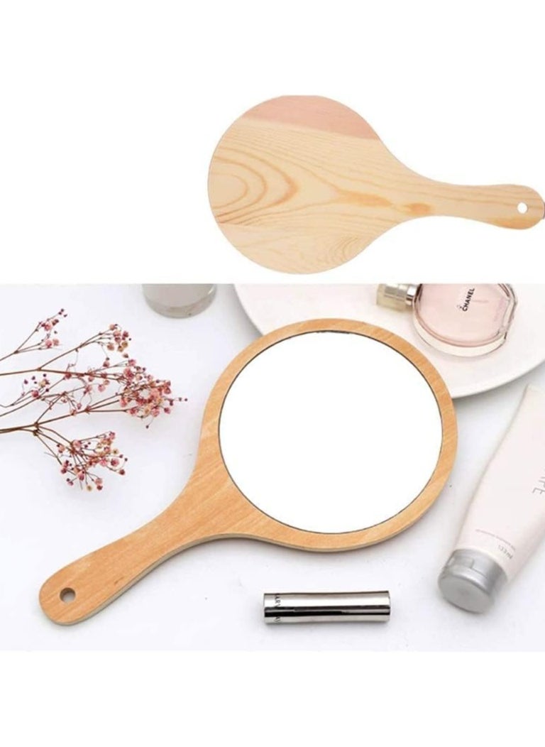 Oasisgalore Cosmetic Handheld Mirror – Wooden Handle, Thin and Lightweight  - Image 4