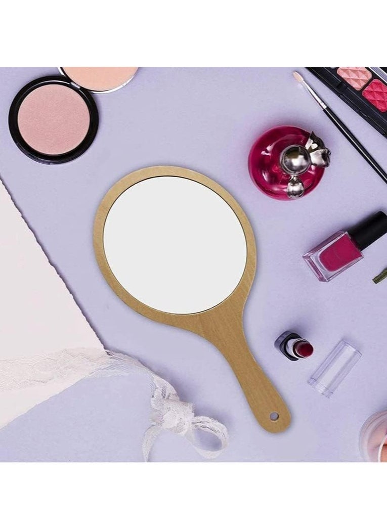 Oasisgalore Cosmetic Handheld Mirror – Wooden Handle, Thin and Lightweight  - Image 5
