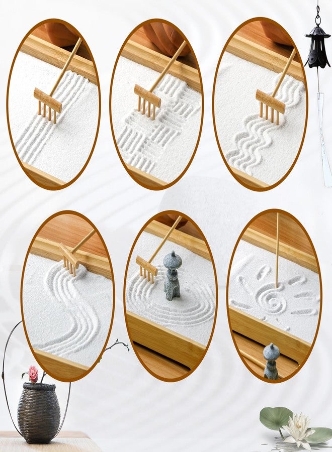 BangBangDa Zen Garden Mini Bamboon Rake - 6PCS Tabletop Rock Sand Garden Tools Accessories Small Sandbox Kits Japanese Zen Gift for Birthday - Image 4