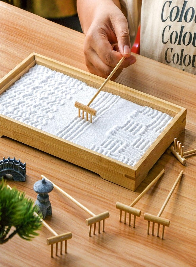 BangBangDa Zen Garden Mini Bamboon Rake - 6PCS Tabletop Rock Sand Garden Tools Accessories Small Sandbox Kits Japanese Zen Gift for Birthday - Image 2