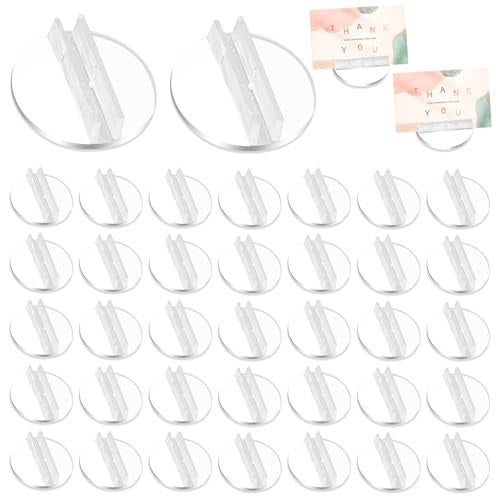 Woerma 100 Pcs Card Holder Translucent Plastic Card Stands Board Game Props Miniature Bases Plastic Paper Board Clips for Desk Clear Game Stands for Game Price Tags Business Photos Memo, 1 Inch - Image 1