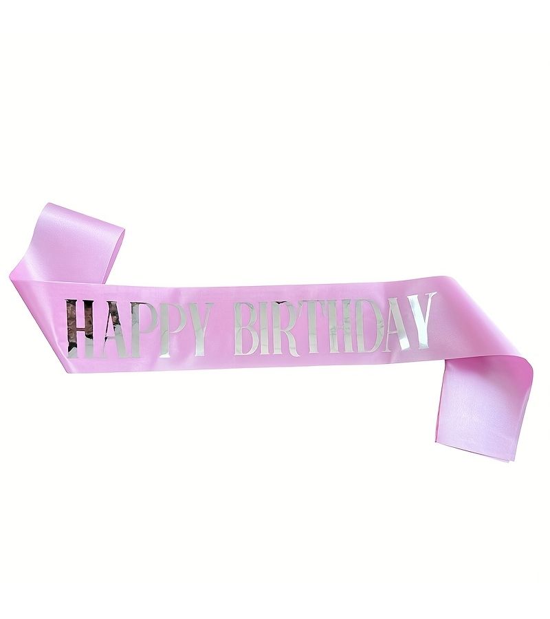 1 Pc White Golden Letter Happy Birthday Shoulder Strap Elegant Cursive Script Party Accessory Durable Polyester For Birthdays Weddings Celebrations Birthday Decorations Celebration Accessory Festive Atmosphere Enhancer - Image 2