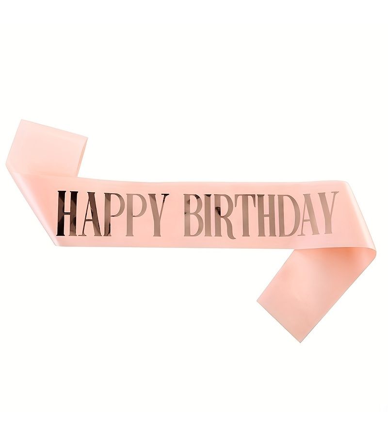 1 Pc White Golden Letter Happy Birthday Shoulder Strap Elegant Cursive Script Party Accessory Durable Polyester For Birthdays Weddings Celebrations Birthday Decorations Celebration Accessory Festive Atmosphere Enhancer - Image 5