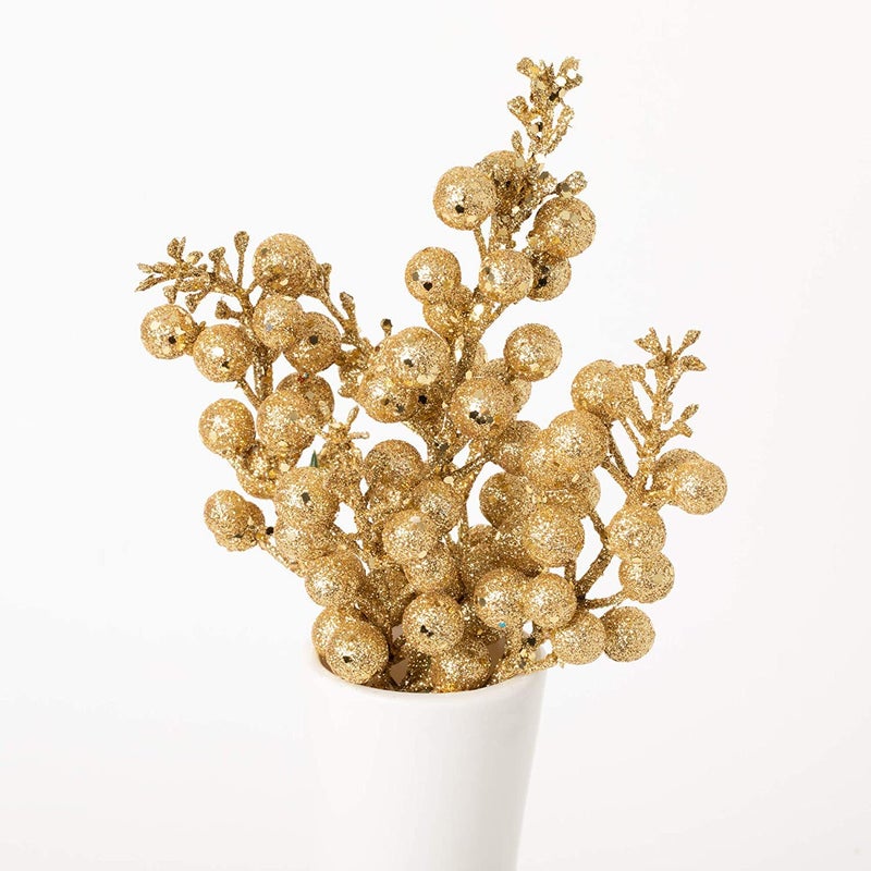 BIG BOX big box 5 Golden Bunch Berry Christmas Tree Fillers Decorations Artificial Berry Picks for Christmas Tree Ornaments DIY Xmas Wreath Crafts Holiday and Home Decor  - Image 2