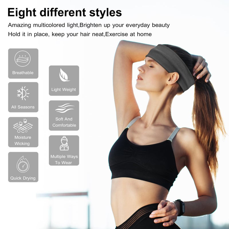 Ztomine Headbands for Women, 8pcs Stretchy Non Slip Soft Cotton Cloth Hair Bands for Sports, Workout, Yoga and Running - Image 2
