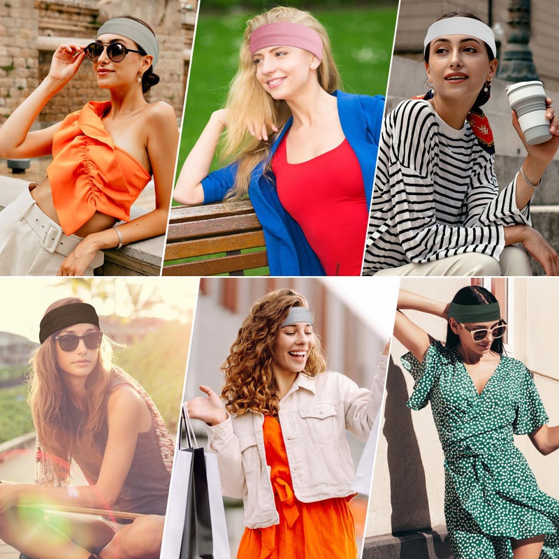Ztomine Headbands for Women, 8pcs Stretchy Non Slip Soft Cotton Cloth Hair Bands for Sports, Workout, Yoga and Running - Image 4