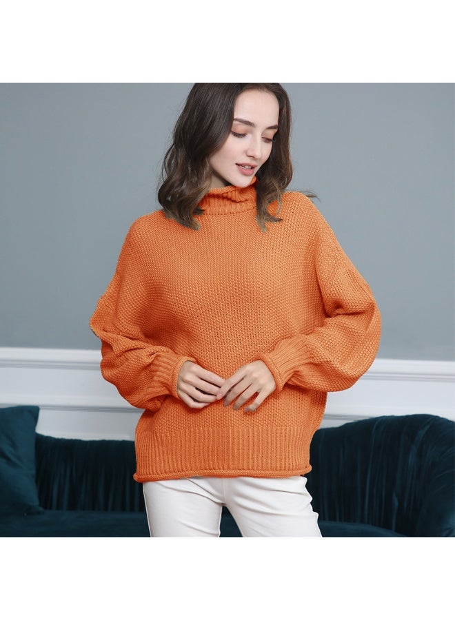 NIBEMINENT Autumn/Winter  Turtleneck Sweater Women's High Neck Knit Pullover Soft Comfortable Top Loose Jumper - Image 1