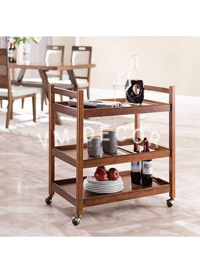 VM DECOR Vm decor wooden wine cart serving bar trolley with wheel black finish (20×13×27 inches, Black) style 1021  - Image 1