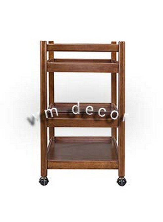 VM DECOR Vm decor wooden wine cart serving bar trolley with wheel black finish (20×13×27 inches, Black) style 1021  - Image 2