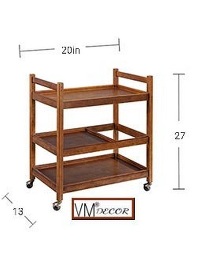 VM DECOR Vm decor wooden wine cart serving bar trolley with wheel black finish (20×13×27 inches, Black) style 1021  - Image 5