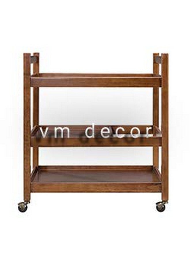 VM DECOR Vm decor wooden wine cart serving bar trolley with wheel black finish (20×13×27 inches, Black) style 1021  - Image 4