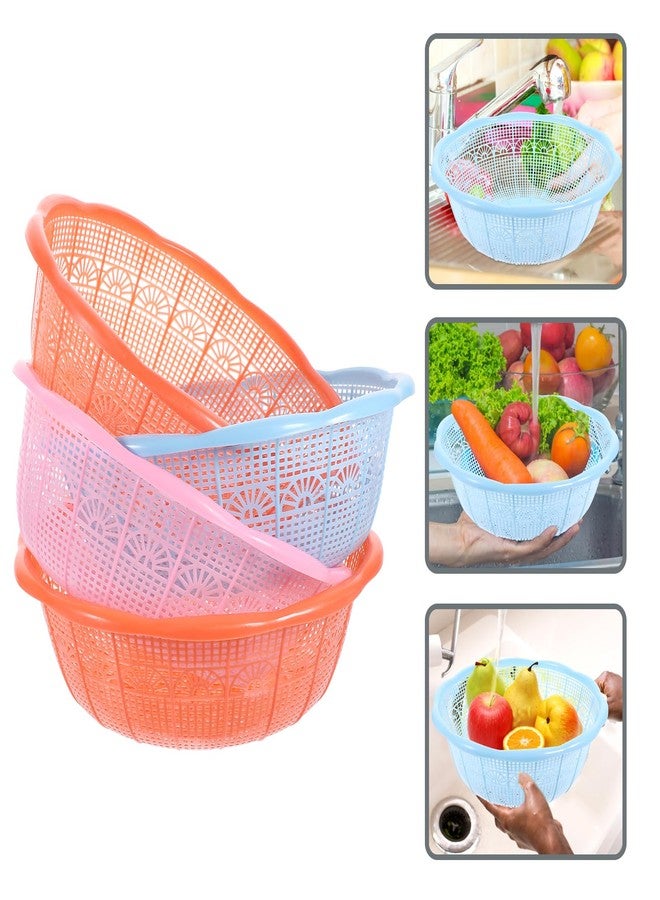 Amosfun 4pcs Fruit Vegetable Washing Baskets Stackable Plastic Strainer Basket Kitchen Tools for Rice Pasta and Other Food Send At Random Color - Image 2