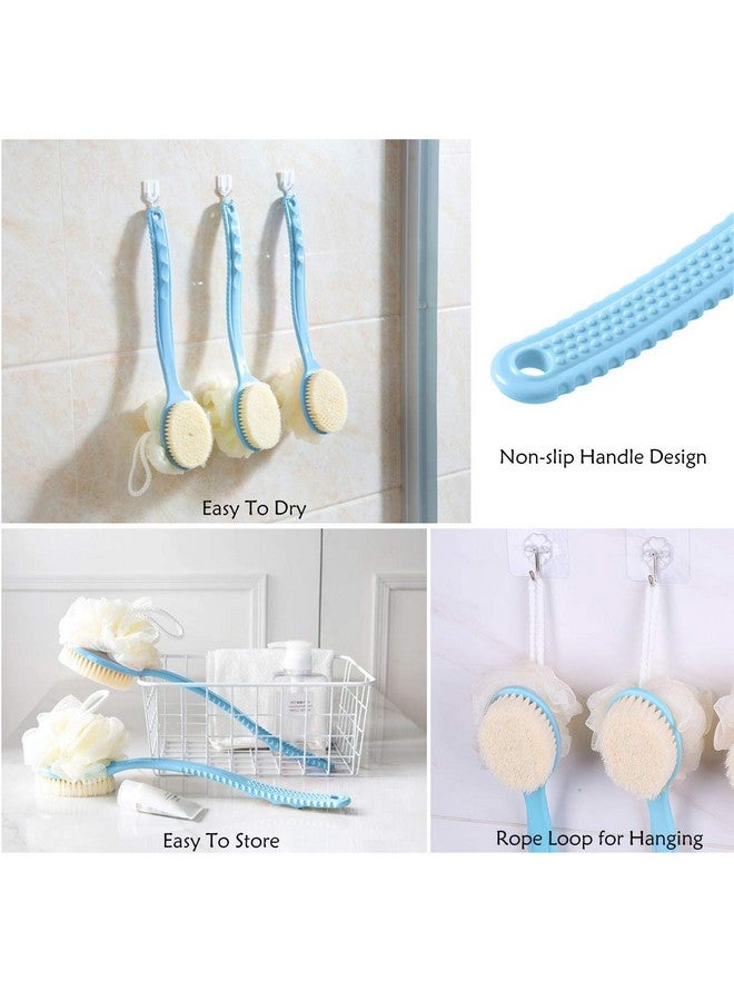 NANIAAY 2 in 1 Bath Body Brush with Soft Loofah and Bristles, Back Scrubber with Curved Long Handled Shower Brush, 2 Colours - Image 4