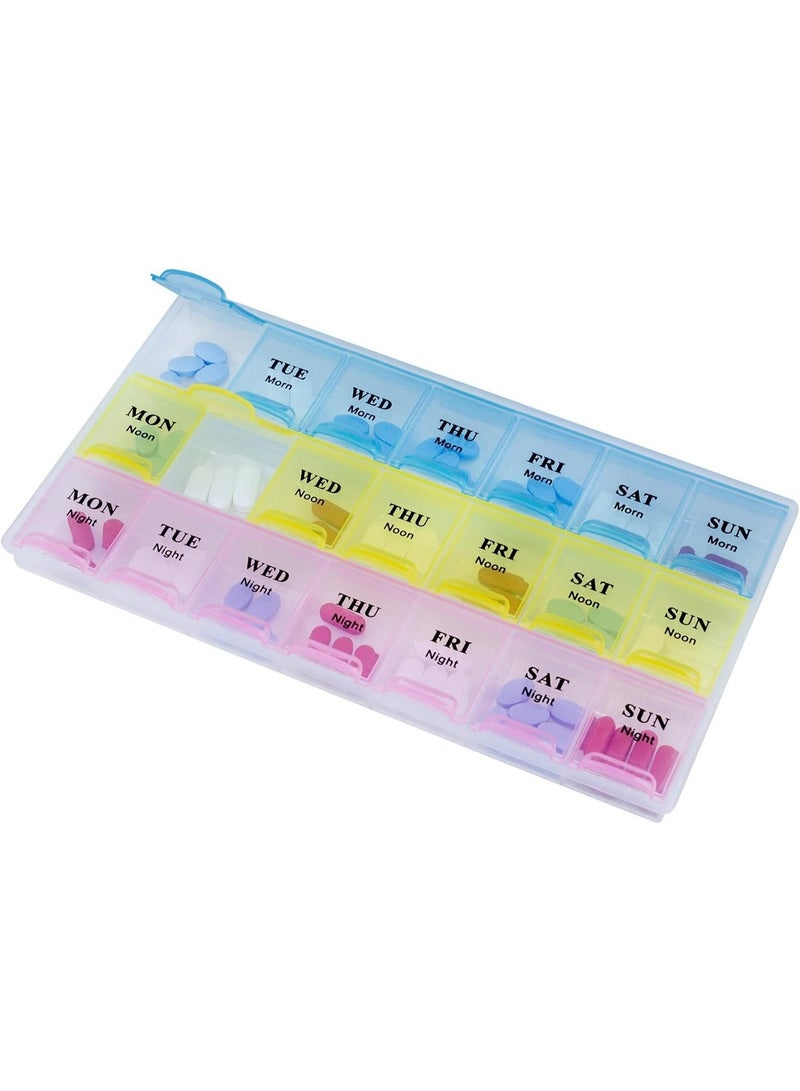 Weekly Pill Organizer - 21 Day Pill Planners for Pills Vitamins & Medication, 3 Times-a-Day Medication Reminder Boxes, Easy to Read & Travel Friendly - Image 1